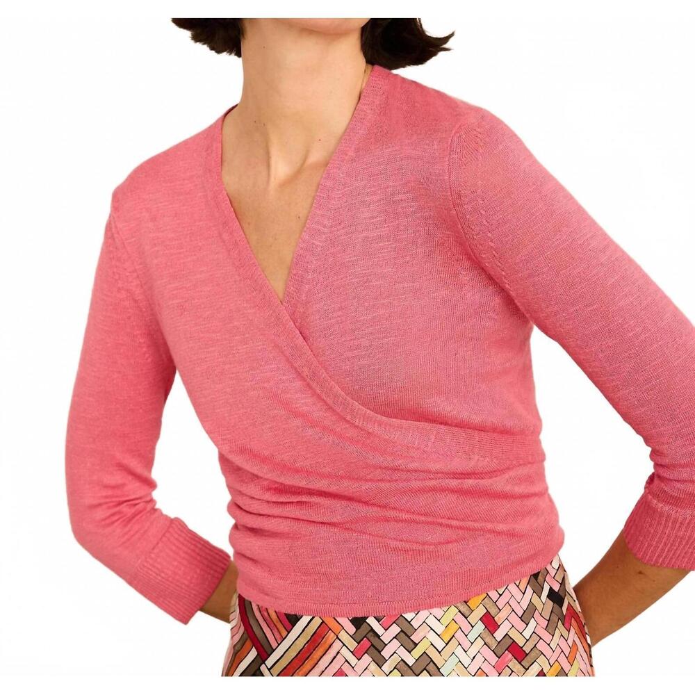 NIC+ZOE Pink Wrap-Style Lightweight Sweater NWT